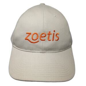 Zoetis Strapback Hat Beige One Size Adjustable Embroidered Bayside